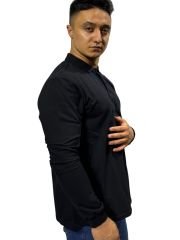 SİYAH UZUN KOLLU POLO YAKA T-SHIRT - PERAKENDE