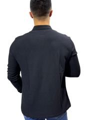SİYAH UZUN KOLLU POLO YAKA T-SHIRT - PERAKENDE