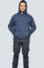 Lacivert Kapşonlu Şardonlu 3 İplik Sweatshirt - Perakende Satış