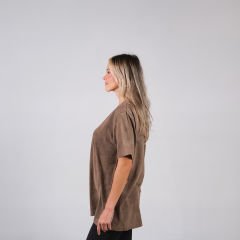 Asit Yıkamalı T-Shirt Unisex Kahverengi  – Toptan Satış, %100 Pamuk