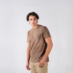 Asit Yıkamalı T-Shirt Unisex Kahverengi  – Toptan Satış, %100 Pamuk