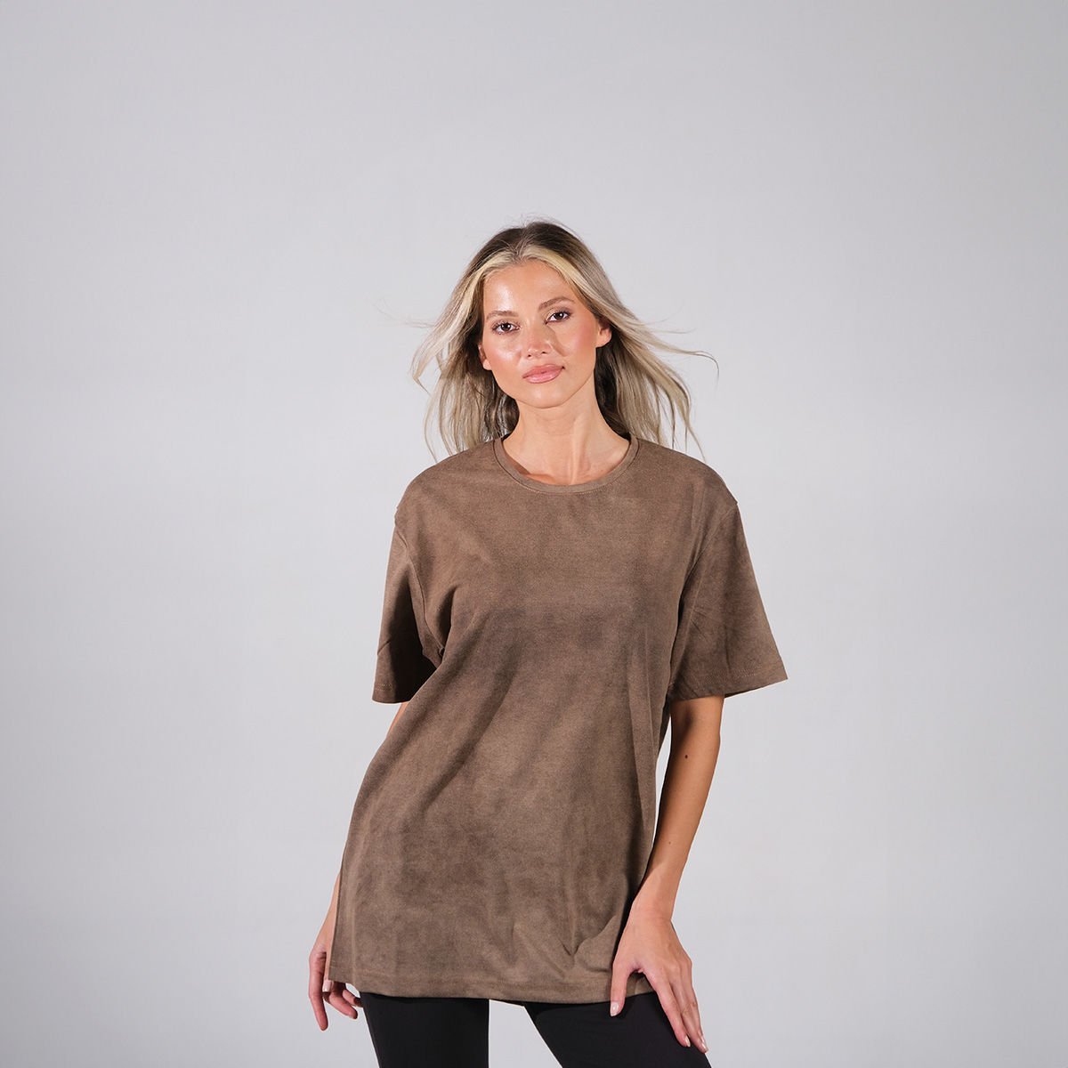 Asit Yıkamalı T-Shirt Unisex Kahverengi  – Toptan Satış, %100 Pamuk