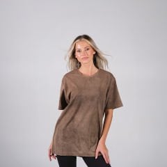 Asit Yıkamalı T-Shirt Unisex Kahverengi  – Toptan Satış, %100 Pamuk