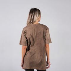 Asit Yıkamalı T-Shirt Unisex Kahverengi  – Toptan Satış, %100 Pamuk