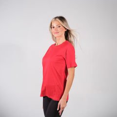 Unisex Kırmızı Bisiklet Yaka Tişört - Regular Fit | Toptan Satış Fırsatı