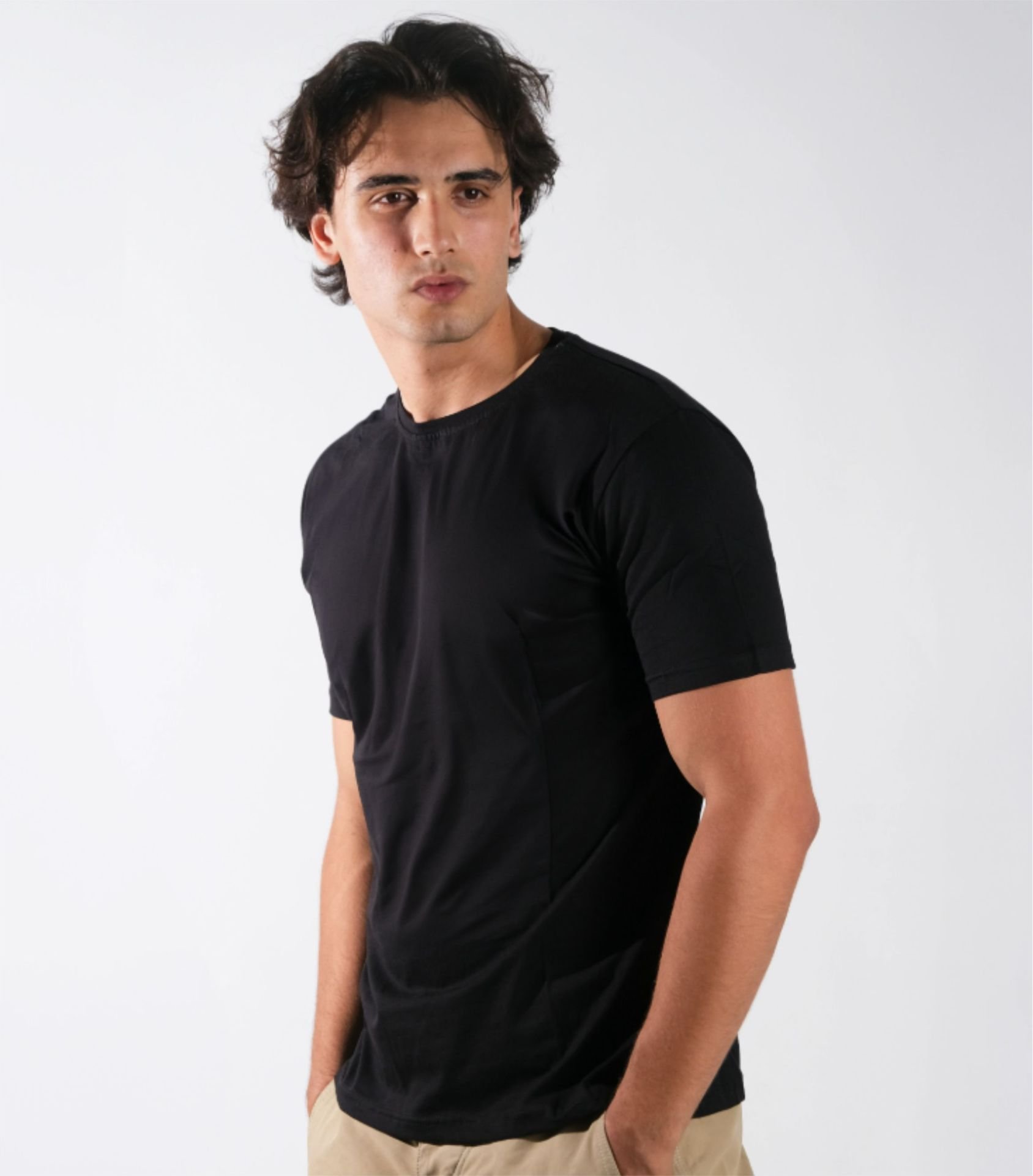 Toptan Siyah Bisiklet Yaka Regular Fit Basic T-Shirt | %100 Pamuk T-Shirt