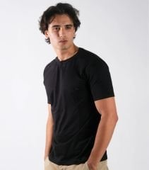 Toptan Siyah Bisiklet Yaka Regular Fit Basic T-Shirt | %100 Pamuk T-Shirt