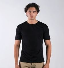 Toptan Siyah Bisiklet Yaka Regular Fit Basic T-Shirt | %100 Pamuk T-Shirt