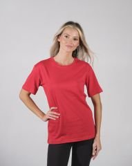 Unisex Kırmızı Bisiklet Yaka Basıc Tişört - Regular Fit | Toptan Satış Fırsatı