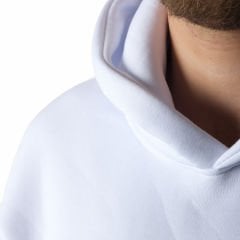 Beyaz Kapşonlu Kanguru Cepli Şardonlu 3 İplik Sweatshirt - Perakende Satış