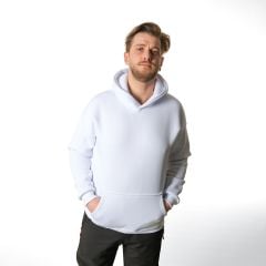 Beyaz Kapşonlu Kanguru Cepli Şardonlu 3 İplik Sweatshirt - Toptan Satış