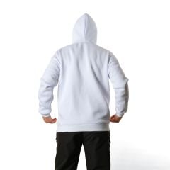 Beyaz Kapşonlu Kanguru Cepli Şardonlu 3 İplik Sweatshirt - Toptan Satış