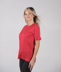 Unisex Kırmızı Bisiklet Yaka Basıc Tişört - Regular Fit | Perakende Satış Fırsatı