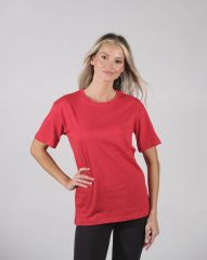 Unisex Kırmızı Bisiklet Yaka Basıc Tişört - Regular Fit | Perakende Satış Fırsatı