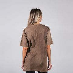 Asit Yıkamalı  T-Shirt Unisex Kahverengi – Günlük Şıklık