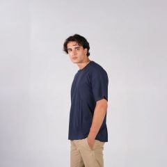%100 Pamuk Unisex Lacivert T-Shirt – Oversize Geniş Kalıp