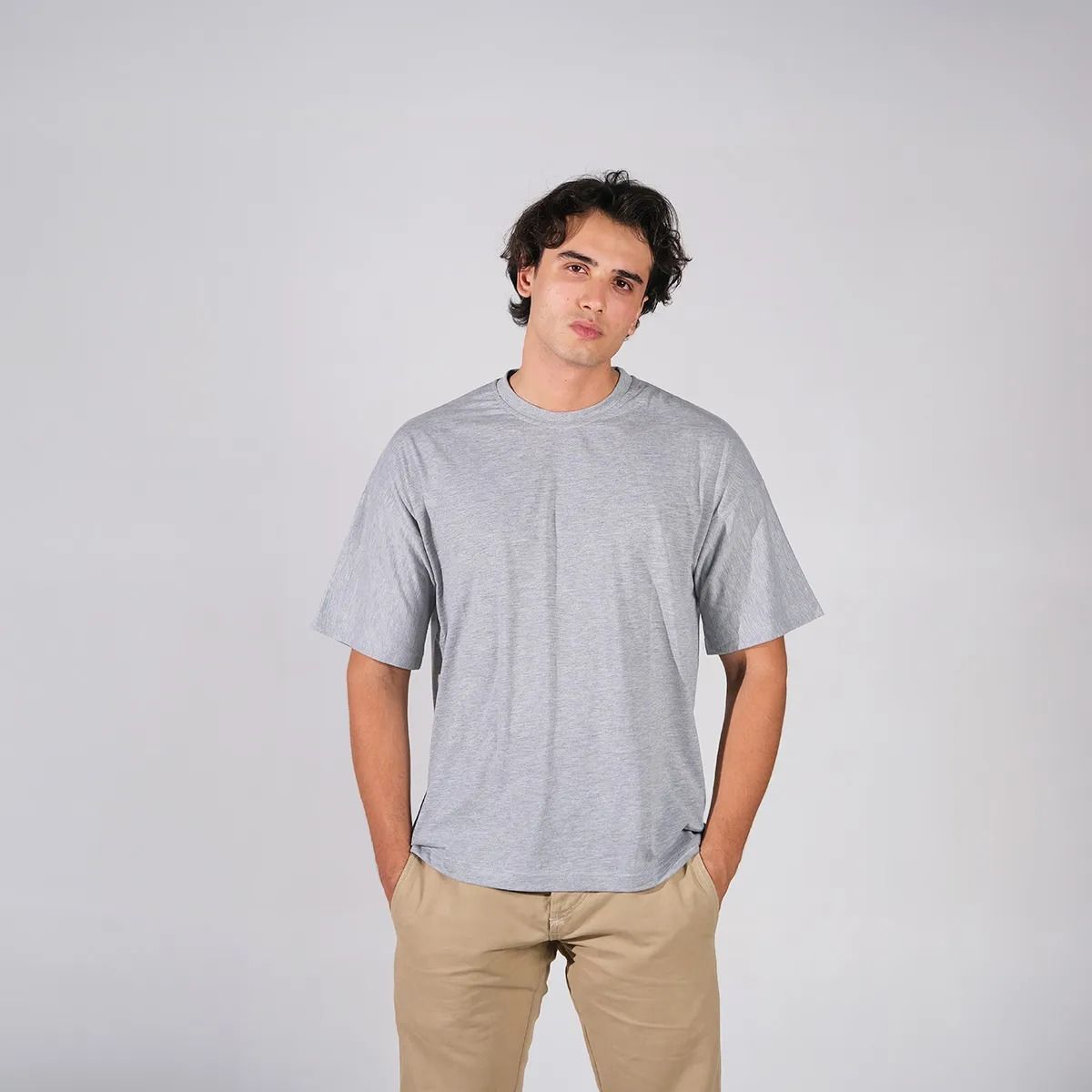 Melanj Gri Unisex Oversize Tişört - Toptan Satış | Rahat ve Modern