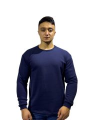 Unisex Lacivert 3 İp Reçmeli Sweatshirt – Toptan Satış