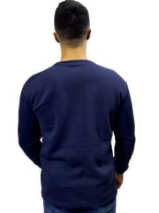 Unisex Lacivert 3 İp Reçmeli Sweatshirt – Toptan Satış