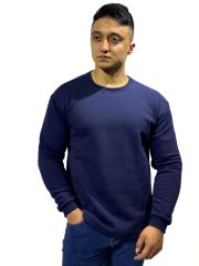 Unisex Lacivert 3 İp Reçmeli Sweatshirt – Toptan Satış