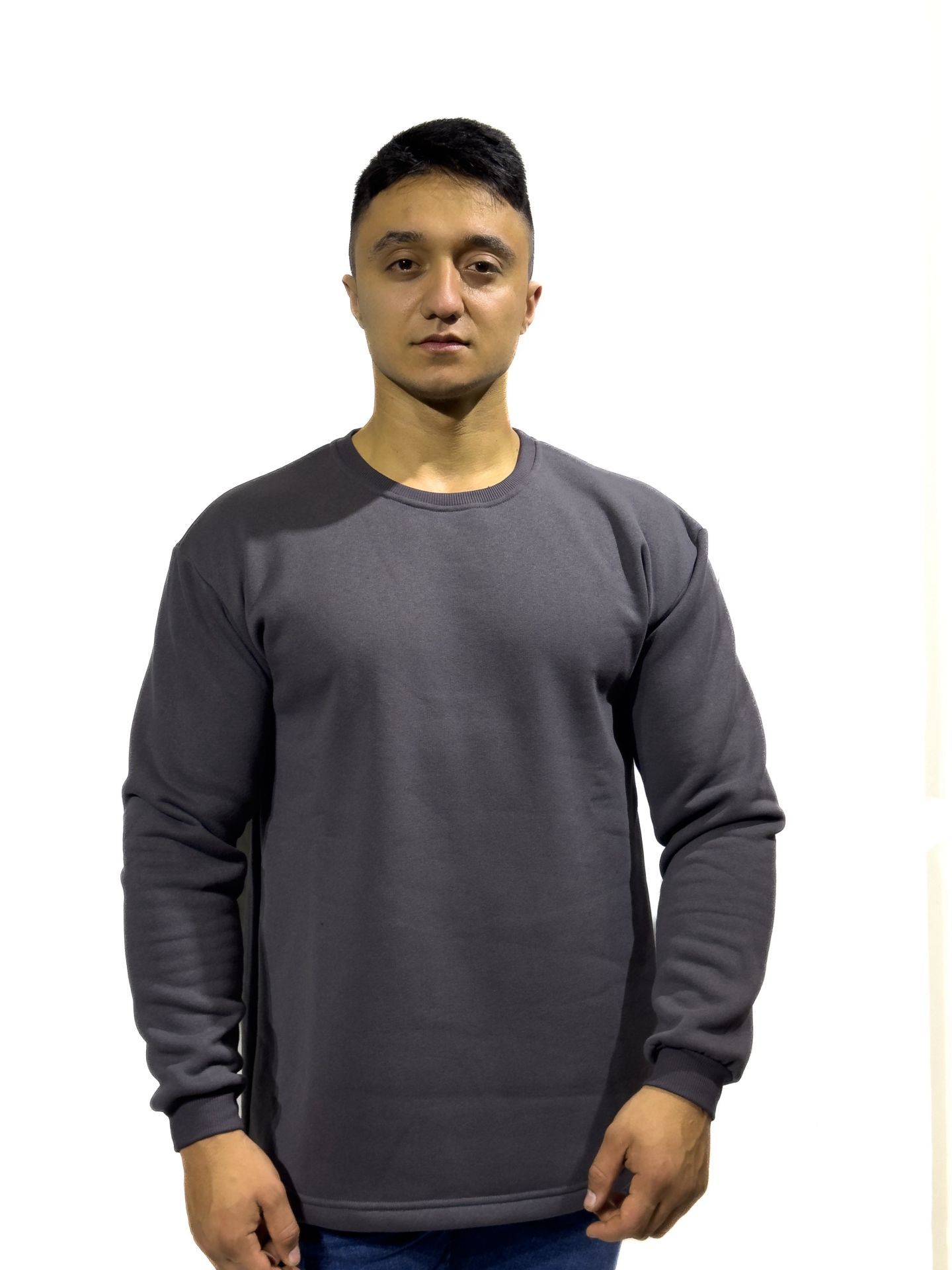 Erkek Füme Bisiklet Yaka Kışlık Sweatshirt – Rahat ve Sıcak Tutma Özellikli