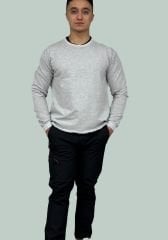 Açık Gri 2 İplik Şardonlu Ribanalı Sweatshirt – Toptan Satış