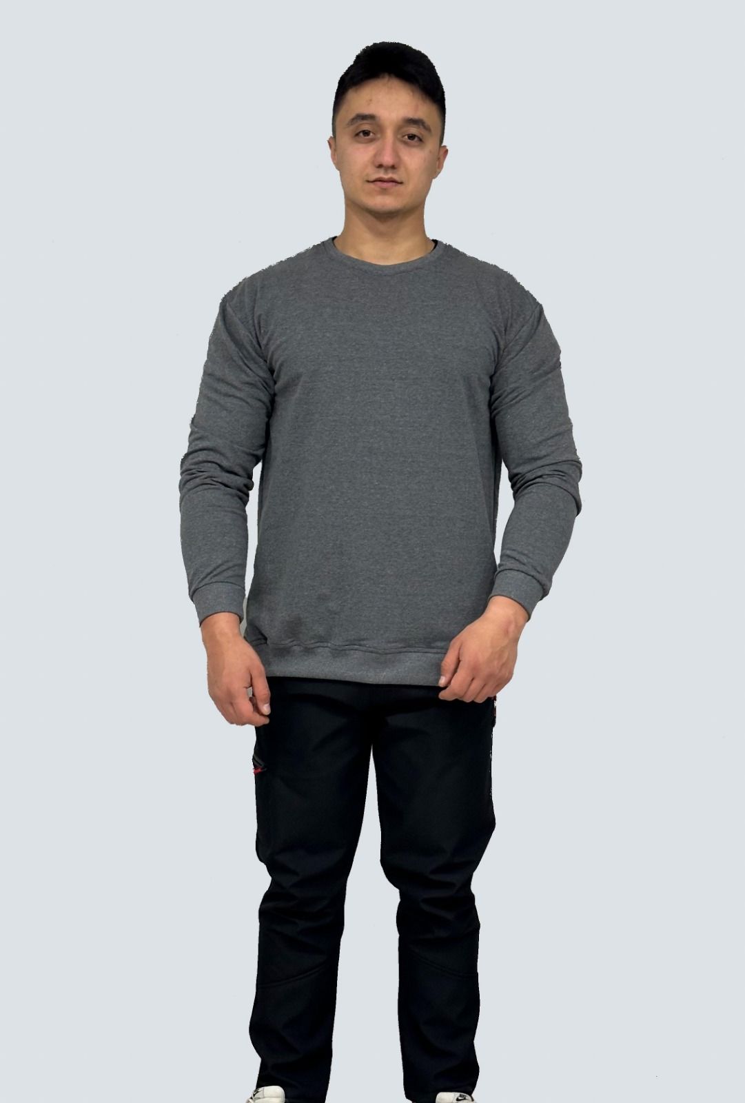 ANTRASİT 2 İplik Şardonlu Ribanalı Sweatshirt - Toptan Satış