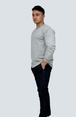 Açık Gri 3 İp Şardonsuz Reçmeli Sweatshirt – Toptan Satış