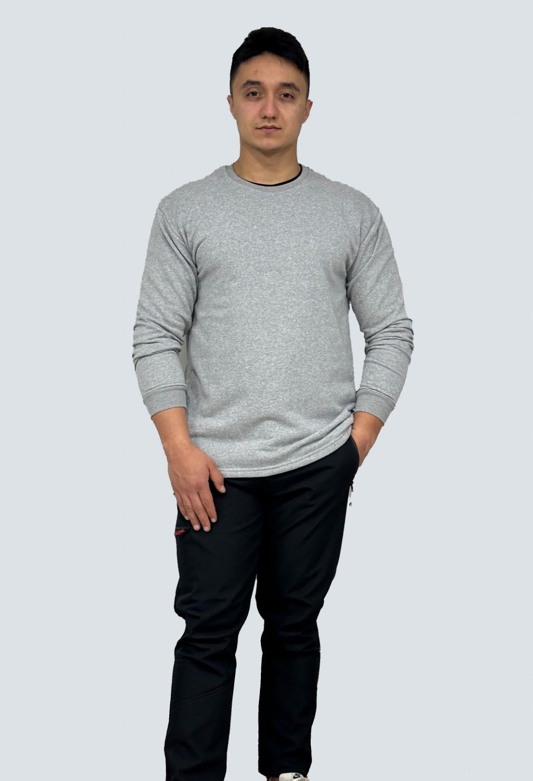 Açık Gri 3 İp Şardonsuz Reçmeli Sweatshirt – Toptan Satış