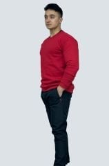 Kırmızı 3 İp Şardonlu Ribanalı Sweatshirt – Toptan ve Perakende Satış