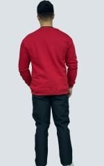 Kırmızı 3 İp Şardonlu Ribanalı Sweatshirt – Toptan ve Perakende Satış