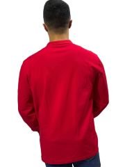 KIRMIZI UZUN KOLLU POLO YAKA T-SHIRT - TOPTAN