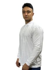 BEYAZ UZUN KOLLU POLO YAKA T-SHIRT