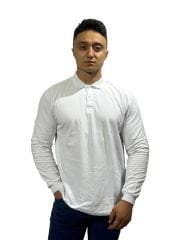 BEYAZ UZUN KOLLU POLO YAKA T-SHIRT